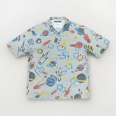 Moschino Couture Space AOP Shirt Men’s Medium Short Sleeve Planet Print Italy - Image 1 of 4