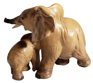 Vintage ‘Mother and Baby’ Elephants Figurine 3"h x 4" by G. Cacciapuoti, Italy. - Picture 1 of 12