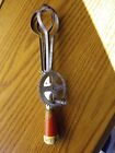 Vintage A&J Bright Red Wooden Handle Egg Beater Hand Mixer Patent 1923
