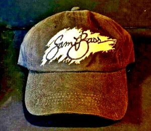 Vintage Sam Bass Adjustable Hat 90's Trucker Cap NASCAR Brown Hat w White Emblem - Picture 1 of 2
