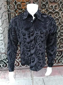 Langarm Button Down Hemd Herren schwarz Samtoptik - Bild 1 von 5