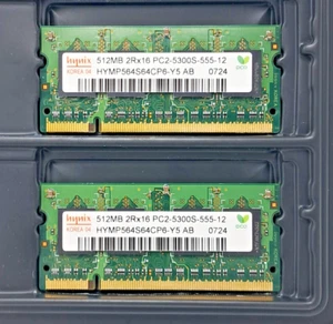 Hynix 512MB 2Rx16 PC2-5300S-555-12 HYMP564S64CP6-Y5 AB 0724 Quantity of 2 - Picture 1 of 2