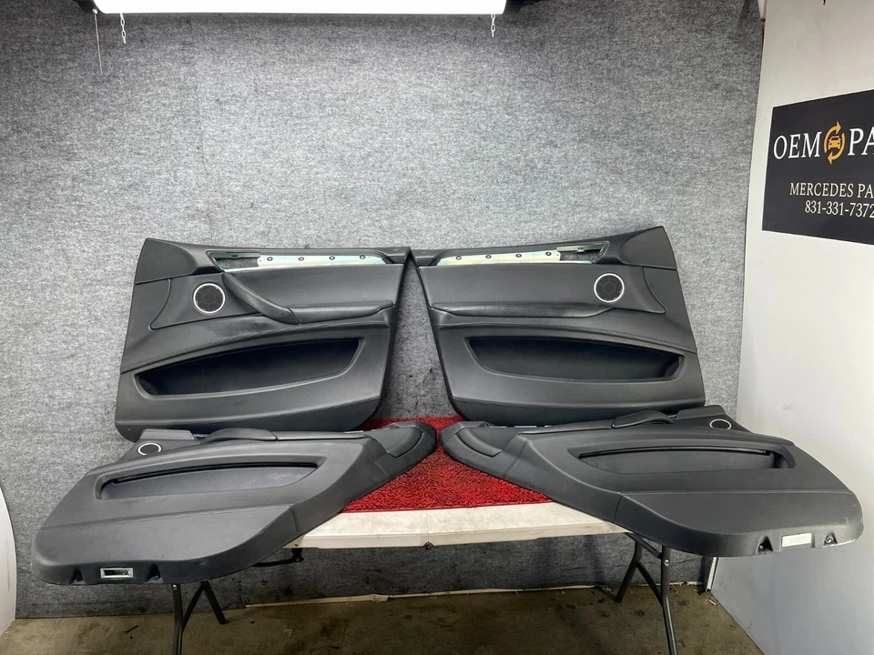BMW 07-13 E70 X5 Front & Rear Door Panel Black Top Portion Leather Set OEM 106k - Image 1 of 4