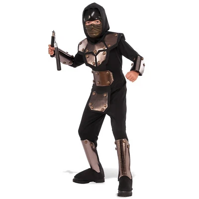 Disfraz de Halloween Ninja negro oscuro sombra fantasma de hierro para niños con armadura, máscara S M L Foto 1 de 2