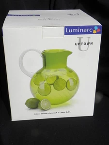 Luminarc Uptown Lime Green 94 oz. Pitcher w/Decorative Lines NIB - Picture 1 of 6