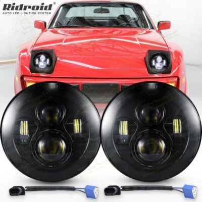 Faros LED negros de 7 pulgadas haz sellado alto/bajo para Porsche 911 912 914 924 928 DOT Foto 1 de 4