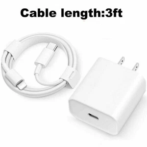 USB-C PD Adapter 20W &Type C 8Pin Charging Cable For iPhone 14 13 12 11 Pro Max - Picture 1 of 10
