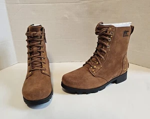 New Sorel Youth Emelie Short Lace Velvet Tan Girls Boots Waterproof Winter Sz 3 - Picture 1 of 8