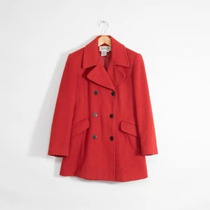 Talbots Wool Peacoat Womens Size 6 - Red Mid Length Distressed Retro - Picture 1 of 11