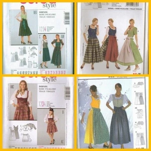 Burda Sewing Pattern Ms Dirndl Dress Apron Blouse German Folkwear Costume w Plus - Picture 1 of 8