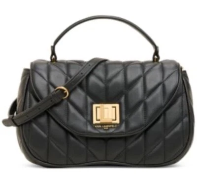 KARL LAGERFELD PARIS Lafayette Small Leather Satchel. NWT Black - Image 1 of 4