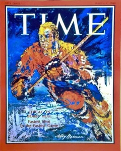BOBBY HULL AUTOGRAPHED CHICAGO BLACKHAWKS TIME MAGAZINE 16X20 PHOTO - Picture 1 of 3