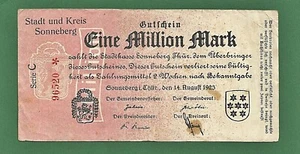 02 269 Notgeld Stadt Sonneberg 1 Million Mark, 14.8.1923, Serie C, ohne Rahmen - Picture 1 of 2
