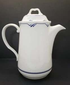 Noritake CLEARLAKE Gala Cuisine White Blue 6 Cup Coffee Pot - Picture 1 of 10