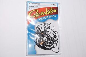gamakatsu g-lock hook 3/0 value pack 204413-25 bass worm soft plastics 25 pr pak