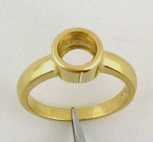  Anillo solitario bisel completo de 3/4 quilates montaje oro amarillo de 14 quilates para piedra redonda de 0,75 quilates - Imagen 1 de 9