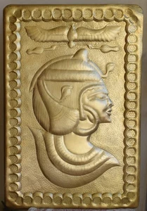 Vintage Embossed Brass Hanging Plaque-2 x 1.5 ft-Egyptian Queen-Wall Art Deco - Picture 1 of 10