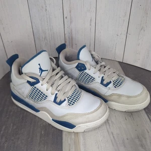 Nike Air Jordan 4 Retro OG Schuhe Jugend Größe 2Y weiß militärblau BQ7669-141 - Bild 1 von 6