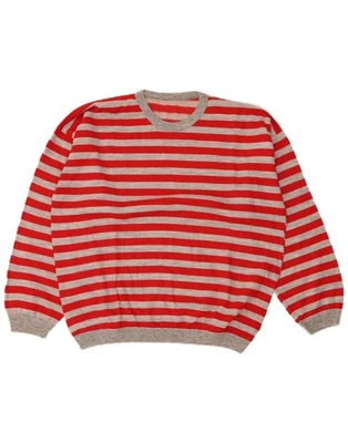 VINTAGE Womens Sweatshirt Jumper UK 18 XL Red Striped DQ07 - Image 1 of 2