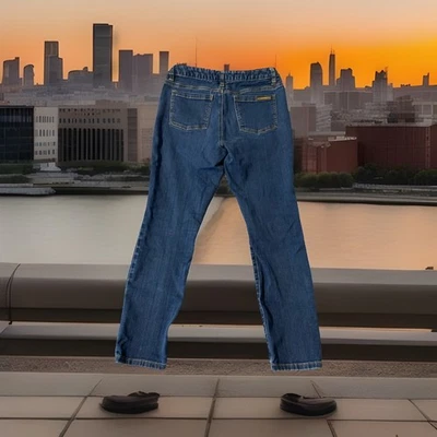 Pantalones de mezclilla Michael Kors Bootcut para mujer talla 4 azul elástico parche bolsillos con bolsillo Foto 1 de 4