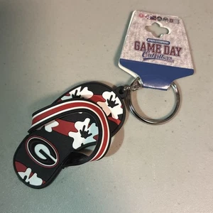 Georgia Bulldogsq Flip Flop Thong Keyring Keychain Floral Hawaiian - Picture 1 of 3