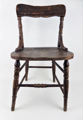 Vintage Antique Wooden Child's Chair Primitive Rustic Victorian Youth Seat Brown Cover