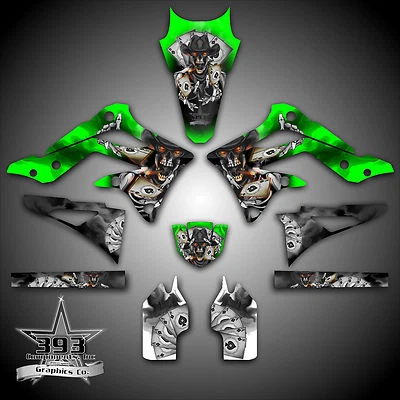 KAWASAKI KX450F 2006-2018 4 TIEMPOS GRÁFICOS PEGATINA KIT CALCOMANÍAS FORAJIDO CALAVERA KXF Foto 1 de 3