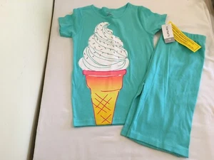 New Carter's Girls Ice Cream Pajama Snug fit Shorts Blue - Picture 1 of 1