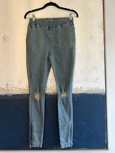 Pantalones de mezclilla elásticos al tobillo con caballete desgastado moto talla S para mujer - Imagen 1 de 6