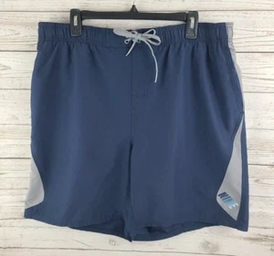 Nike Swim Trunks Board Shorts Pool Beach Mesh Liner Navy Blue Sz-XL Silver Logo - Picture 1 of 15