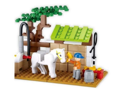 Bricks Sluban Town Farm Horse Cat 2 Figures Stable Barn Toy Gift Children - Image 1 of 4