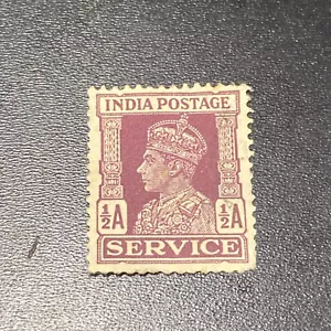 Rare KGVI India Stamp 1/2A Service Stamp Purple - Foto 1 di 2