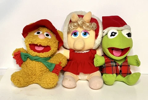 Vintage McDonalds 1987 Christmas Muppet Babies Fozzie Kermit Ms.Piggy Plush Set Cover