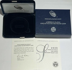 No Coin 2020 S $1 Proof Silver American Eagle Box & Coa No Capsule - Picture 1 of 3