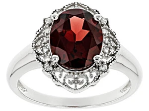 2,35 kt Granat - 0,02 kt weißer Zirkon Rhodium über Sterlingsilber Halo Ring - 8 - Bild 1 von 4