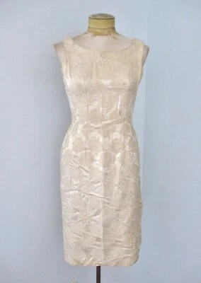 Vestido De Colección Años 50 60 Rockabilly Marfil Floral Brocado Sin Mangas Tanque Movelante S Foto 1 de 4