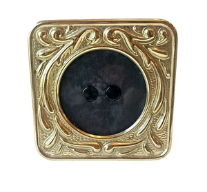 Cornice portafoto ornata ottone tono oro 3" quadrata regge una zona rotonda per foto da 2" - Foto 1 di 4