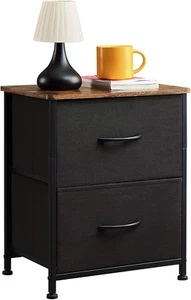 Nightstand with 2 Drawers, Bedside Table Small Dresser with Removable Fabric Bin - Picture 1 of 8