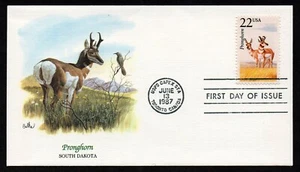 USA, SCOTT # 2313, FLEETWOOD FDC COVER OF 1987 PROGHORN, SOUTH DAKOTA, WILDLIFE - Picture 1 of 2
