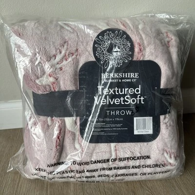 Berkshire Oversized Velvet Soft Throw Blanket Winter Deer  60" X 70" New - Image 1 of 4