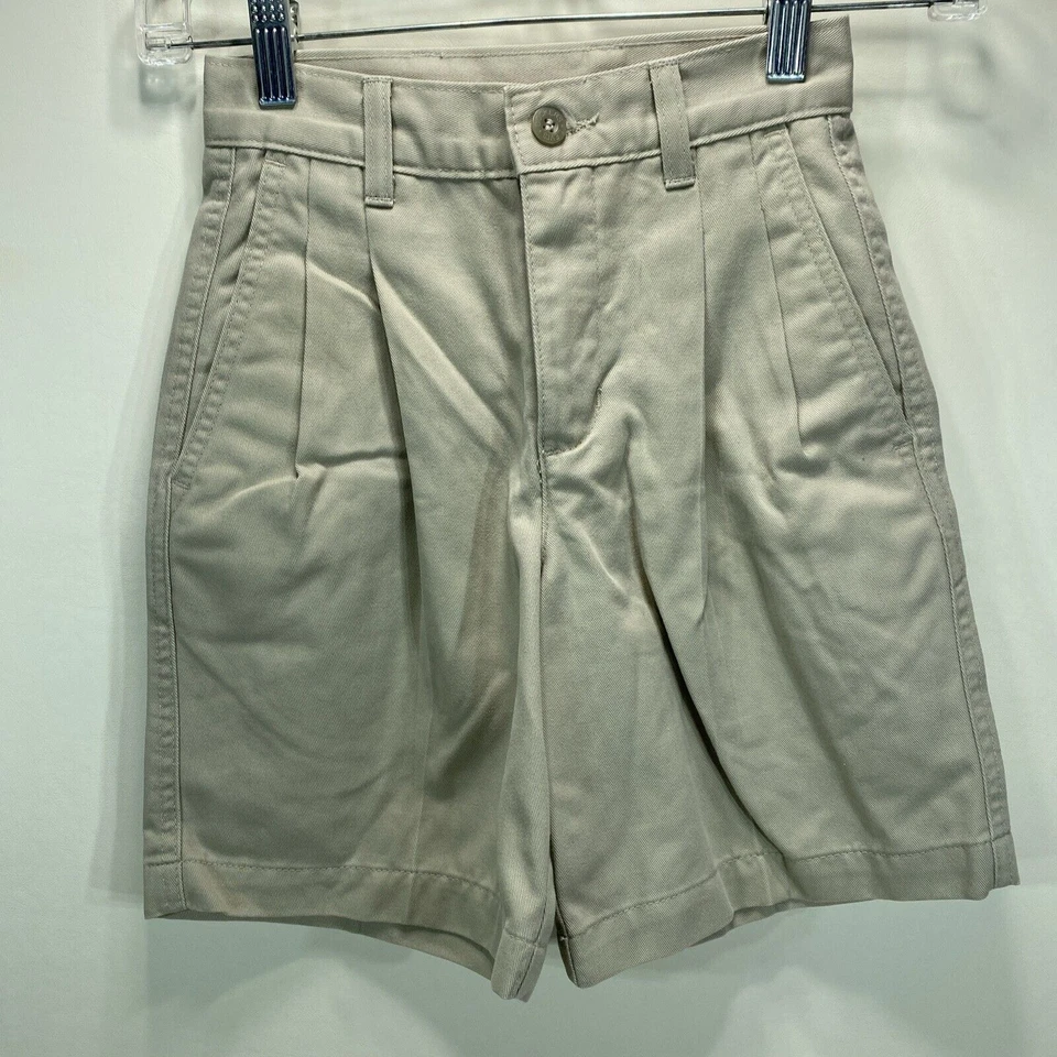 Pantalones Cortos Docker's Caqui Plisados Niño Talla 8 Delgados (21”x15”) Entrepierna 6.5” Foto 1 de 4