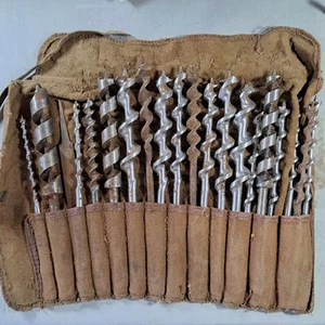 Vintage Roll of Auger Drill Bits, Mainly Mahwood, Imperial Sizes - Picture 1 of 9