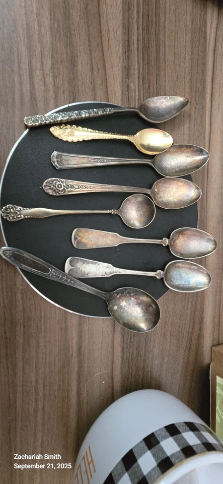 Lote de 8 cucharas de plata vintage 1847, 1905, 1900, 1800. Relleno de colección Foto 1 de 4