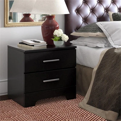 ClickDecor Hudson 2 Drawer Nightstand Black — 第 1/4 张图片