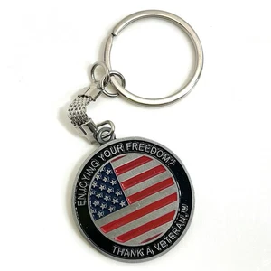 Thank A Veteran Patriotic Flag Keychain Freedom Purple Heart Supporter 2024 - Picture 1 of 5