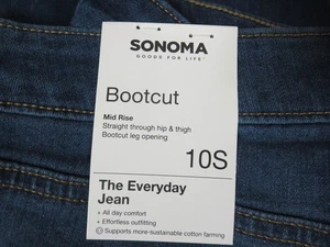 NEW Sonoma Womens Blue Mid Rise Bootcut Jeans Stretch Denim Size10P NWT DarkWash - Picture 1 of 10