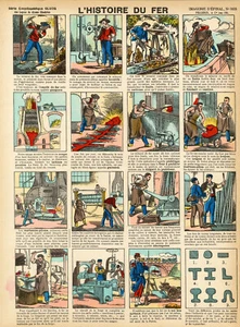 "L'HISTOIRE DU FER" Imagerie d'Epinal originale n° 3823 entoilée début 1900 - Picture 1 of 1