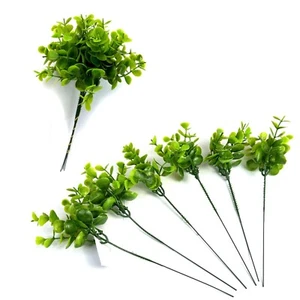 Set of 12 Artificial Faux Eucalyptus Picks 22cm - Green Foliage with Wired Stems - Picture 1 of 7