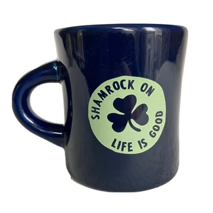 LIFE IS GOOD Kleeblatt am Abendessen Kaffee Tee Tasse Becher blau grün Love What You Do - Bild 1 von 7