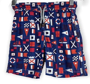 Boys RETROMARINE Swim Trunk Size M Swimming Shorts Resort Wear Flag Print NICE - Picture 1 of 12